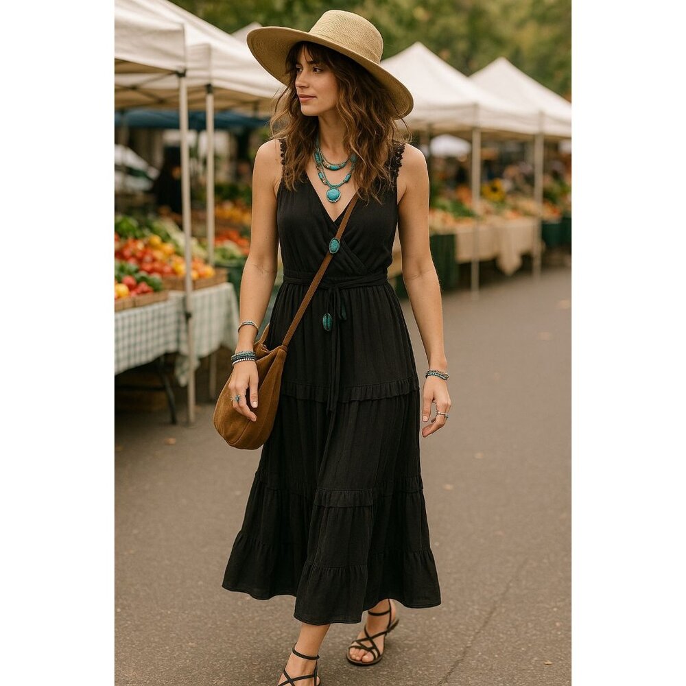 Paige Black Women’s Midi Dress Size Small Sleeveless Boho Minimalist Evening